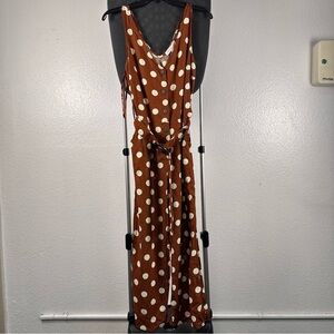 Monteau | Polka Dot Sleeveless Jumpsuit- Brown and White
